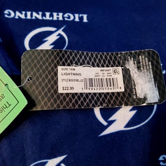 Tampa Bay Lightning Infant 18M Footed Pajamas NHL Licensed Flame Resistant Blue - Picture 8 of 11